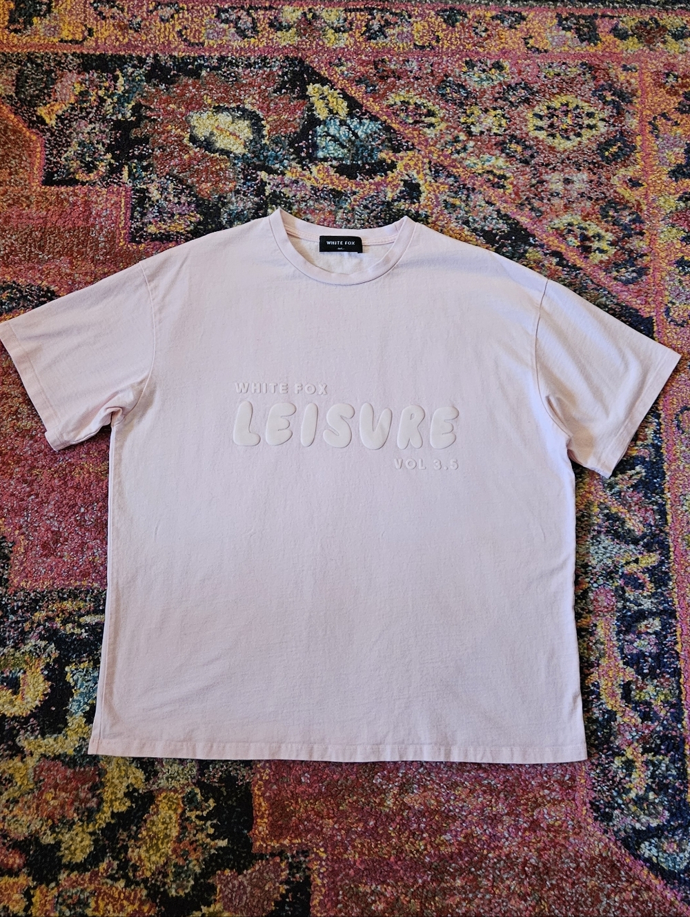 M-L White Fox Light Pink Crew Neck Tee